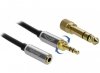 Delock Przedłużacz audio MINIJACK 3.5MM M/F 3 PIN + przejściówka nakr. JACK 6.35MM 1M czarny